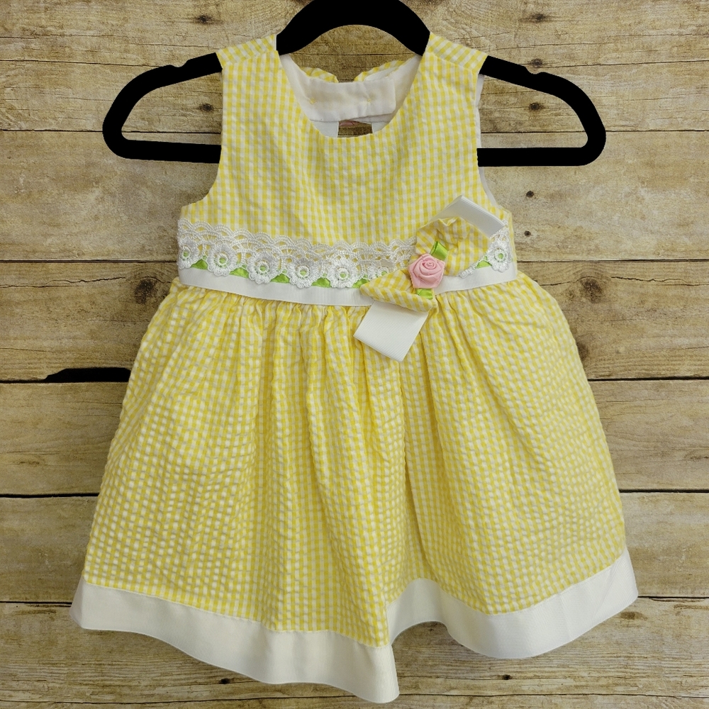 Rare Editions Seersucker Yellow Dress